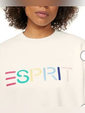 Esprit Costco Crewneck Sweatshirt Cream Retro Logo NWT size XS